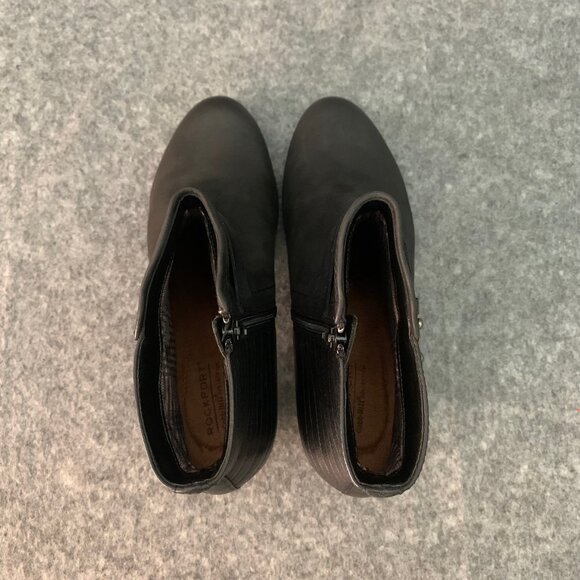 Rockport Cobb Hill Women’s Black Leather Strap Side Zip Ankle Boots - Picture 7 of 10